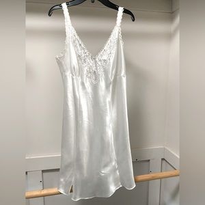 White satin-like slip dress, size LG(12-14), fits like women’s small
